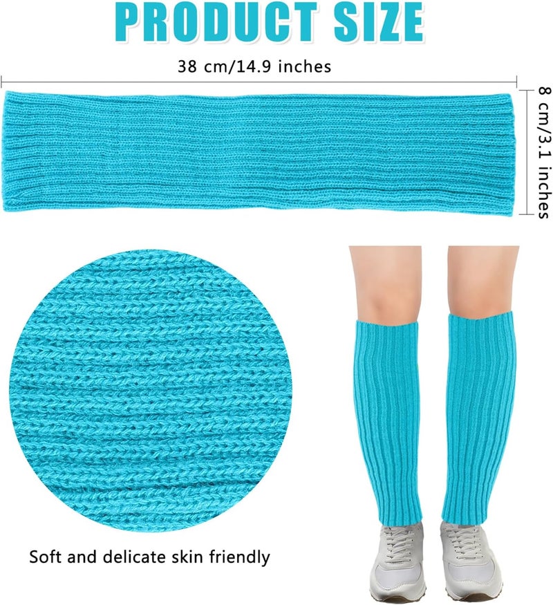 Junely Leg Warmers for Women 80s Cable Knit Leg Warmer for Ballet Dance Figure Skating Yoga Party Junior Neon Long Socks - Image 5